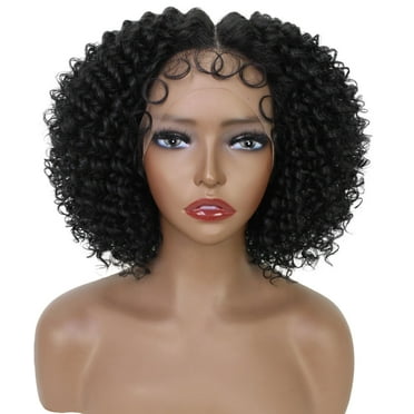 LUXLUXE Dionne 11.5” Mid-part HD Lace Front Short Curly Natural Looking Wig With Pre-cut Baby Hair,Natural Black