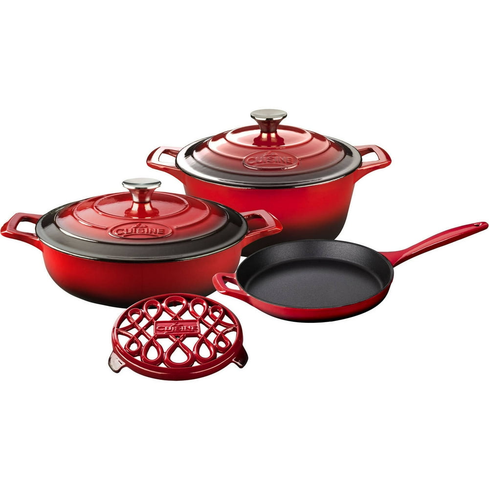 La Cuisine Pro 6Piece Enameled Cast Iron Cookware Set, Round Casserole