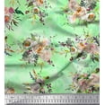 thumbnail image 1 of Soimoi Green Cotton Duck Fabric Leaves & Ranunculus Floral Fabric Prints By Yard 42 Inch Wide, 1 of 3