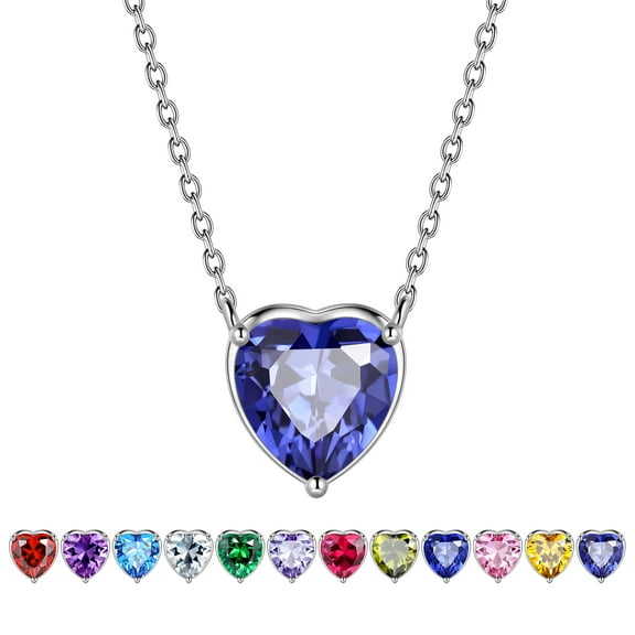 Beautlace 925 Sterling Silver December Birthstone Necklace,Tiny Hearts Love Pendant Women,Small Dec. Tanzanite Heart Stone Birth Necklace Birthday Gift Present Minimalist Jewelry