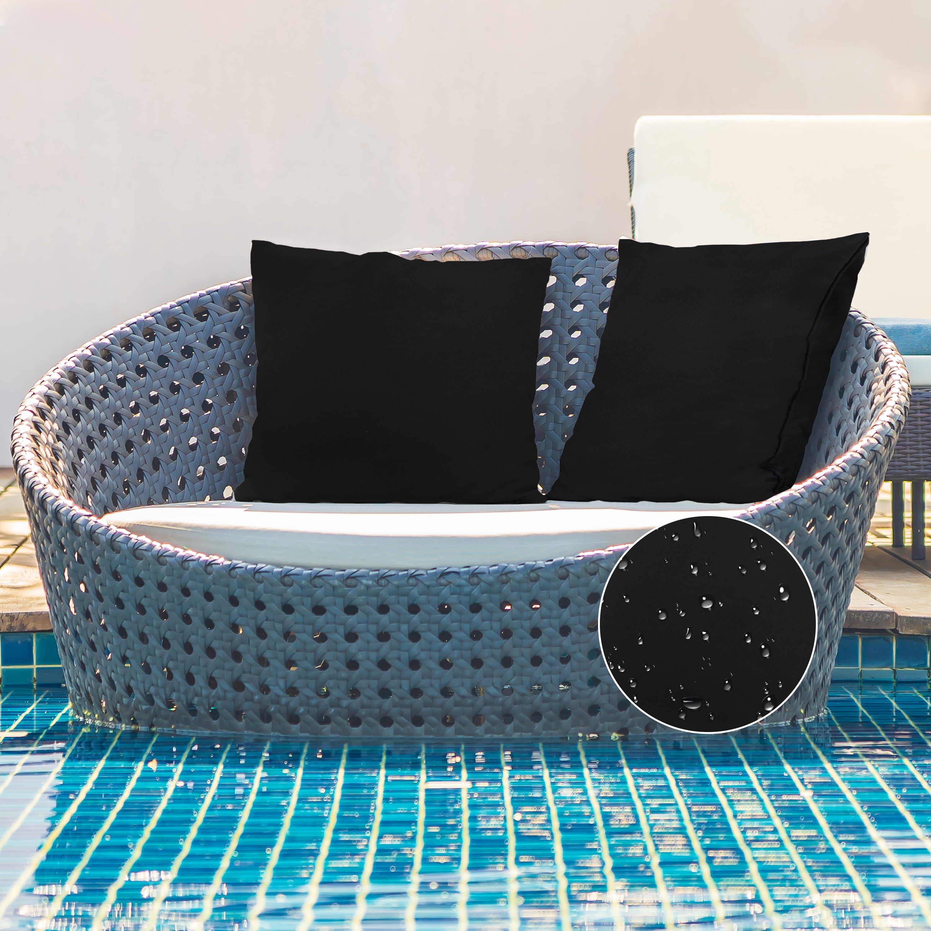 A1HC Outdoor Waterproof Pillow Covers 20x20 Inch, Pack of 2, Onyx – Luxurious Decorative Throw Pillow Covers for Garden, Sofa & Chairs