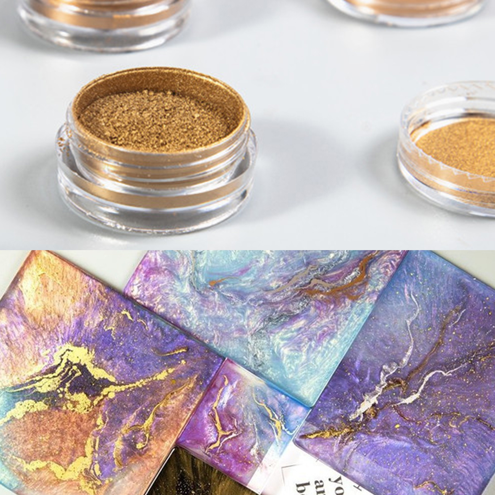 Farfi 1 Bottle Metal Powder Easy to Use Skin-friendly 4 Color Creative  Pigments Mica Powder for Handicraft (Bronze Golden,L)
