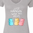 thumbnail image 4 of Inktastic Easter Hangin' with My Peeps Women's V-Neck T-Shirt, 4 of 5