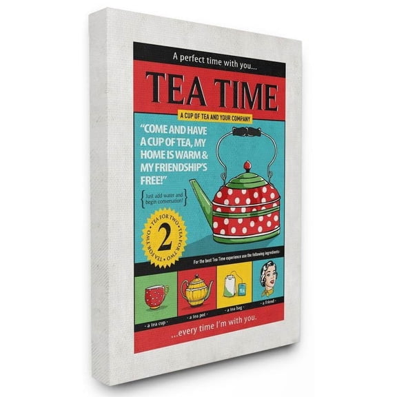Stupell Industries Tea Time Vintage Comic Book Design Canvas Wall Art by Ester Kay