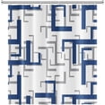 thumbnail image 3 of 72x72inch Geometric Shower Curtain Set with Hooks White Blue Gray Bathroom Curtain Modern Casual Style Abstract Geometric Aesthetics Bath Curtain for Bathroom Waterproof Decorative Bathtubs, 3 of 6