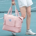 thumbnail image 3 of Bolsa de viaje plegable grande impermeable para mujer, rosa, 3 of 9