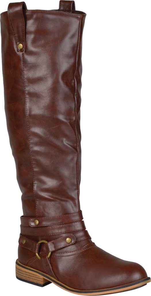 Journee Collection Womens Regular Sized Wide-Calf and Extra Wide-Calf Ankle-Strap Knee-High Riding Boot