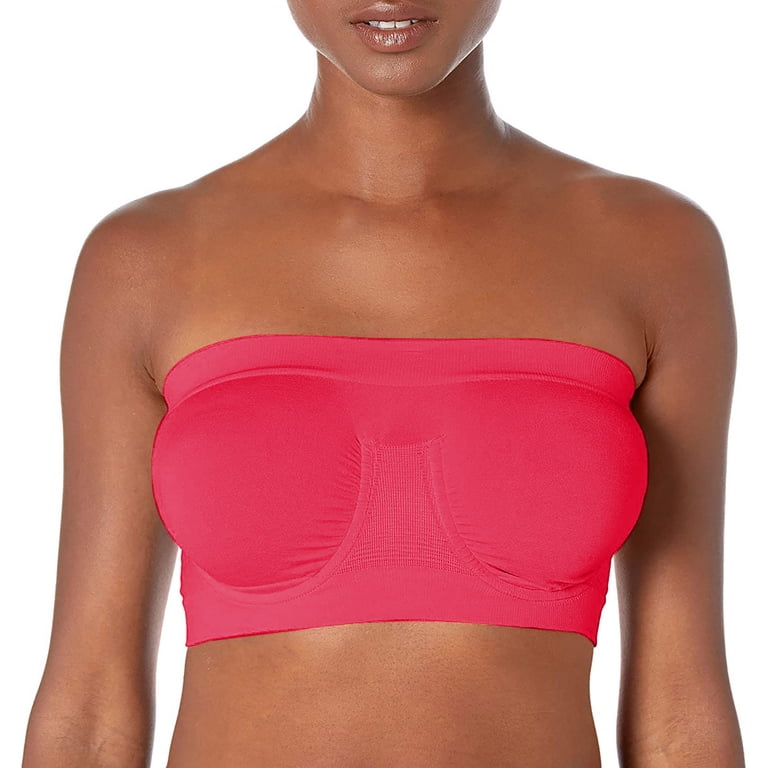 Women's Strapless Seamless Bandeau Bra Top - Padded, Stretch, Sizes S-3XL-322594