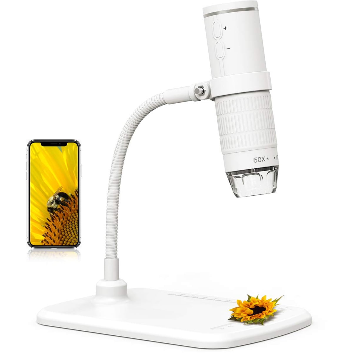 1080P FHD WiFi USB Microscope 50X to 1000X Magnification Endoscope Amplifier Compatible with Android and iOS Smartphone or Tablet Windows PC Mac Wireless Digital Microscope 