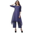 thumbnail image 2 of Moomaya Printed Asymmetric Kurti Pant Set Chanderi Women Ethnic Wear Plus Size, 2 of 6