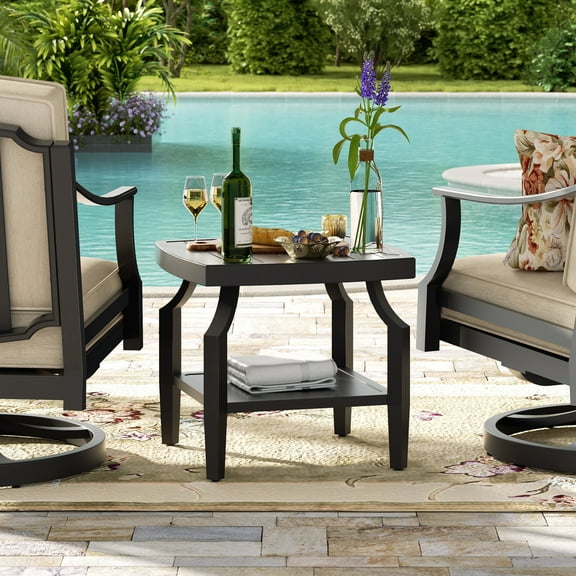 Ulax Furniture Patio Aluminum 21.5"Lx 21.5" W Side Table Outdoor/Indoor Square End Table