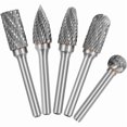 thumbnail image 1 of 5PCS 6mm Shank 10mm Head Tungsten Carbide Double Cut Rotary Burr Set For Woodworking Engraving Die Grinder Carving Burr Bit Set, 1 of 4