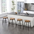 thumbnail image 5 of Zesthouse 25″ Swivel Counter Stools Set of 2, Farmhouse Backless Counter Height Bar Stools with Metal Legs, Solid Wood Saddle Seating Barstools for Kitchen Island, Brown, 5 of 9