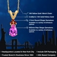 thumbnail image 2 of Gem Stone King 14K Yellow Gold Pink Created Sapphire and Red Garnet Pendant Necklace for Women | 1.09 Cttw | Gemstone September Birthstone | Pear Shape 8X5MM | With 18 inch Chain, 2 of 6