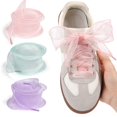 thumbnail image 2 of Colorful Organza Shoe Lace 140cm Long 35mm Wide Shoelaces Wide Flat Shoe Laces Replacement for Sneakers Runners Boot blue, 2 of 4