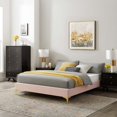 thumbnail image 2 of Platform Bed Frame, Queen Size, Velvet, Pink, Modern Contemporary Urban Design, Bedroom Master Guest Suite, 2 of 7