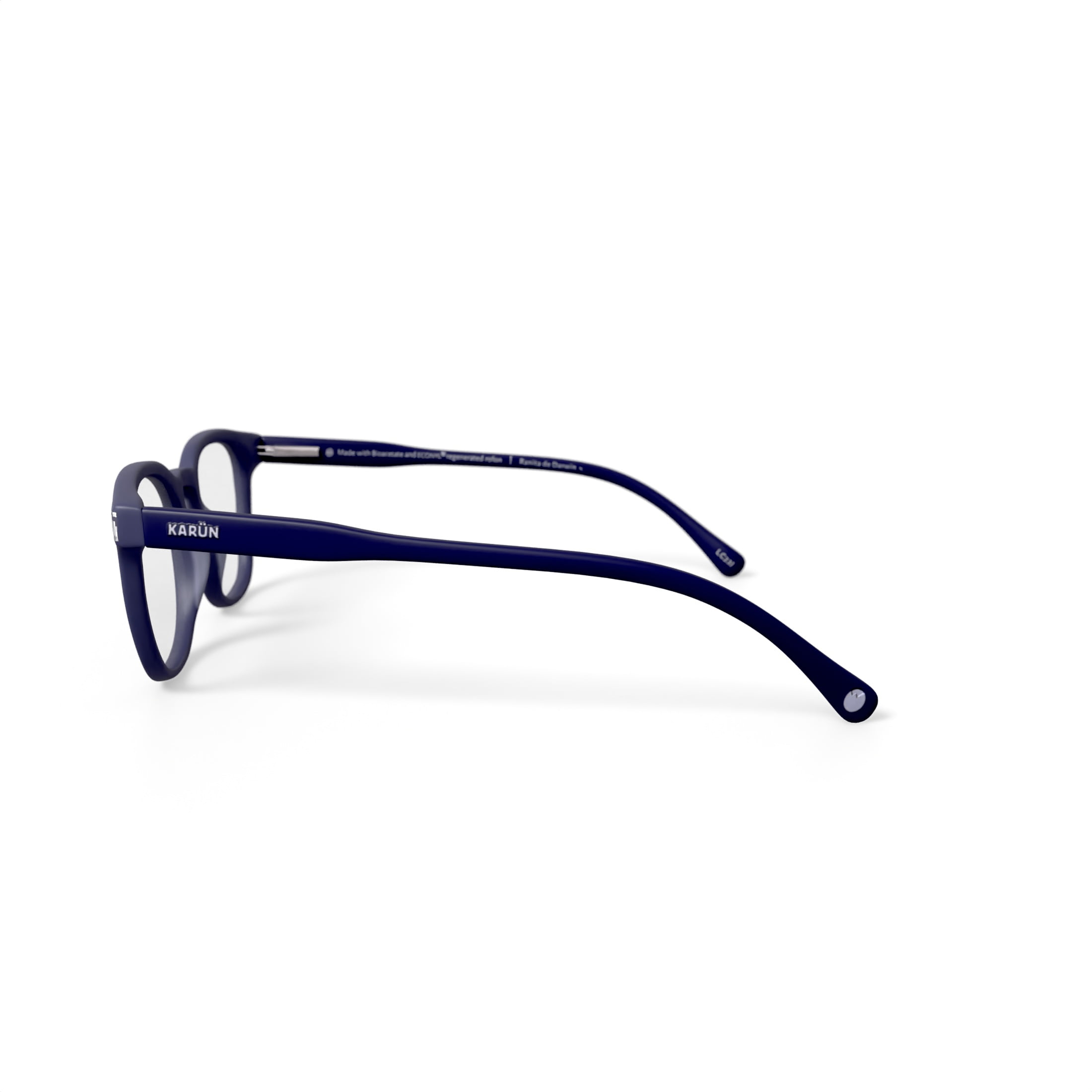 Karun Men's Ranita Square Prescription Eyeglasses with Case, Dark Blue