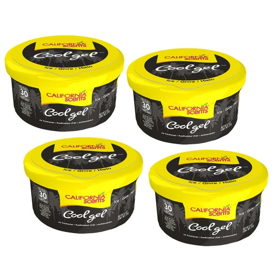 California Scents Cool Gel Ice Scent - The Car Air Freshener with Cool Gel Technology - Long-Lasting Odor Eliminator and Auto Air Freshener for Cars, 4 Packs