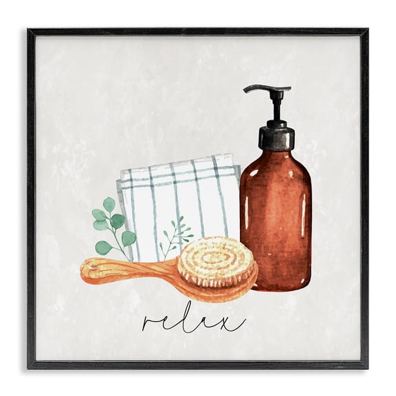 Stupell Industries Shabby Chic Spa Bath Relax Calligraphy Black Framed Giclee Art, 12 x 12, by Nicole DeCamp