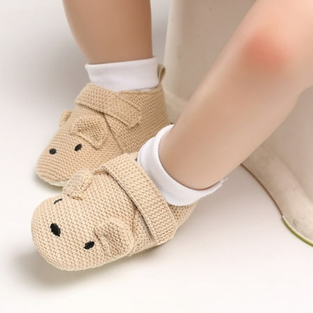 

QWZNDZGR Toddler Girl Knitted Shoes First Walkers Snow Boots Newborn Baby Autumn Winter Cotton Warm Soft Sole Plush Prewalker 0-18Months