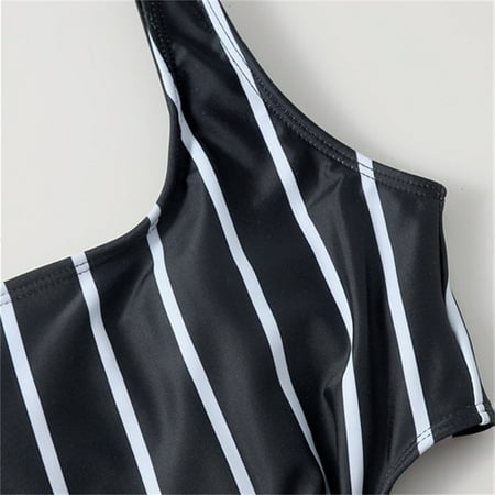 

Gubotare Girls Swimsuit Beach Sport Thin Straps Striped Swimsuit Summer Beach Rash Guard Swimwear For 7 To 14 Cow Print Suit Black 10-11 Years