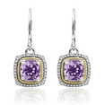 thumbnail image 5 of 925 Sterling Silver Vintage Cushion-Cut Purple Amethyst Drop Dangle Earrings, 5 of 10