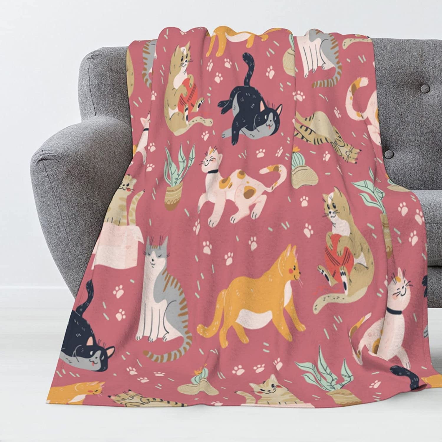 Cute Cat Throw Blanket for Women Girls Cat Blankets Gifts for Cat