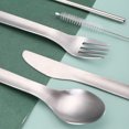 thumbnail image 3 of Stainless Steel Knife Fork Spoon Straw Brush Set Portable Cutlery Multi-function Flatware Outdoor Picnic Utensil Kit, 3 of 5