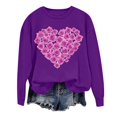 thumbnail image 5 of Plus Size Tops for Women Viikei Long Sleeve Shirts for Women Fall Womens Tops,Women's Round Neck Lover's Love Top Hoodie Long Sleeved Round Neck Top Purple XXL, 5 of 6