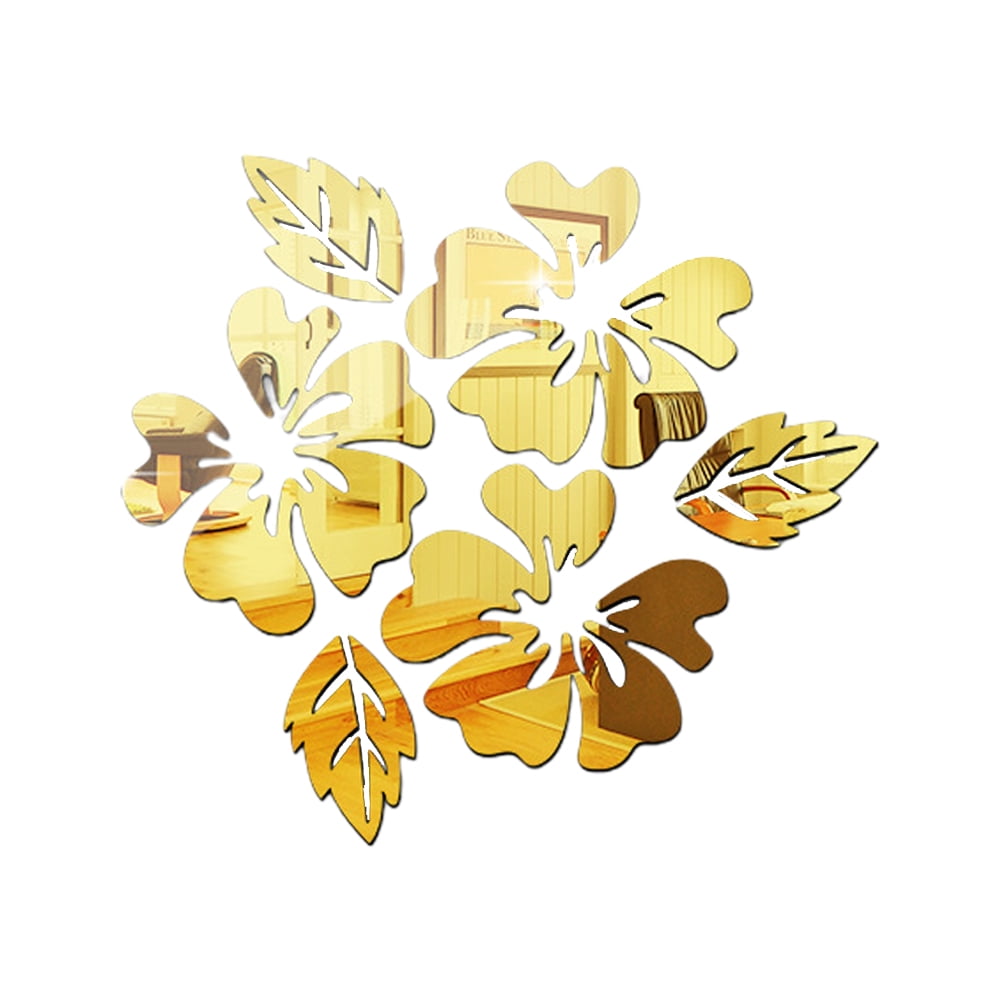 Leaf Mirror Wall Sticker Living Room Bedroom Background Wall Decoration