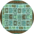 thumbnail image 1 of Ahgly Company Machine Washable Indoor Round Abstract Turquoise Blue Modern Area Rugs, 6' Round, 1 of 4