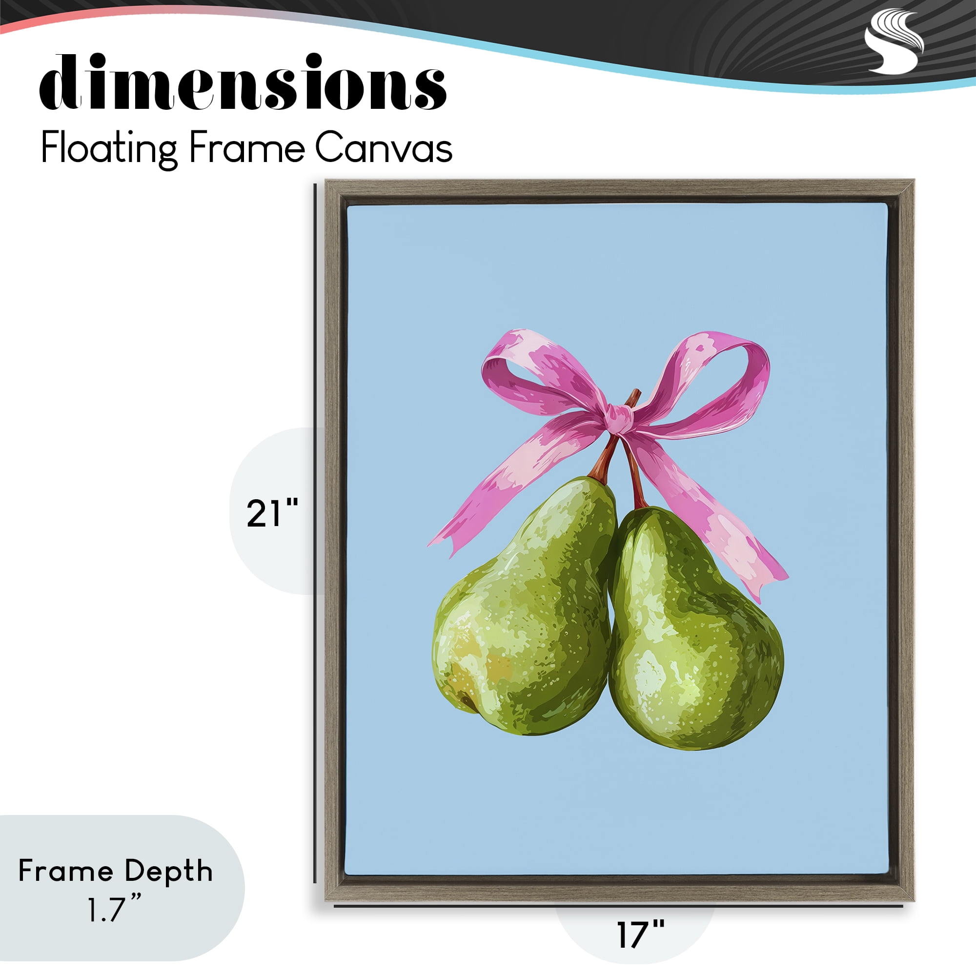 Stupell Industries Twin Pears with Ribbon Brown Framed Floater Canvas Wall Art, design by Imagine It Images