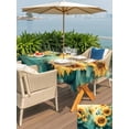 thumbnail image 6 of 60x120 Inch Outdoor Tablecloth with Umbrella Hole Zipper Rectangle Sunflower Butterfly Rectangular Tablecloths Outside Waterproof Retro Green Yellow Pastoral Floral Patio Table Cover for Picnic Party, 6 of 8