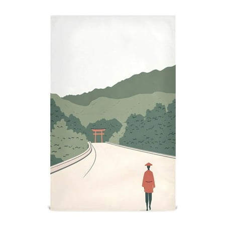 

Japanese Samurai Decorative Waffle Towel Kitchen Dishcloth 28x18in Multi-Use Tea Towel