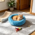 thumbnail image 4 of Cevemin All Season Universal Soft Breathable Pet Sleeping Sofa Bed Thick Plush Warm Cool Dual Purpose Foldable Anti-Slip Bottom Pet Nest For Small Medium Size Cats Dogs Indoor Daily Rest, 4 of 6