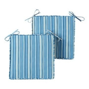 Greendale Home Fashions 18 x 18 in. Sapphire Stripe Square Outdoor Chair Pad (Set of 2)