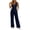 Navy, variant on Women's Jumpsuits V Neck Sleeveless Wide Leg Pants Tie Waist High Waisted Summer Casual Vacation Beach Wedding Guest Dressy with Pockets White