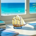 thumbnail image 3 of Resin Home Decorations, Mediterranean Style Small Boat Ornaments, Painted Sailboat Model for Holiday and Winter Decor, Cute Colorful Coastal Nautical Decor, 8x8x3.5cm, 3 of 7