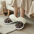 thumbnail image 3 of Chririnla Coffee Book Print Fuzzy Slippers for Women Indoor Novelty Home Shoes Warm Plush Bedroom Shoes with Anti-Skid Sole for Indoor & Outdoor, 3 of 7