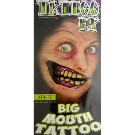 Tinsley Transfers Two Faced Big Mouth Face Halloween Costume Makeup Tattoo (Best Halloween Fx Makeup)
