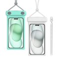 thumbnail image 1 of Funda para teléfono Wellhouse Waterproof IPX8 de 7 pulgadas, paquete de 2 unidades, verde y blanco, 1 of 6