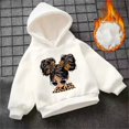 thumbnail image 6 of Little Girls Pullover Hoodie Sweatshirt Long Sleeved Printed Hooded Jacket Outerwear Cozy Pullover Sweatshirt Top Size 8T , White, 6 of 6