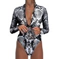 thumbnail image 1 of Femmes Zip avant Imprimé Demi-Manche/manche Longue une Pièce Maillots de Bain S-XXL, 1 of 6