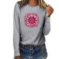 thumbnail image 2 of CKpwisy Women's Breast Cancer Awareness Shirts Long Sleeve for 2025 Trendy Round Neck Spread the Hope Blouses Cute Sunflower Pink Ribbon Printed Top In October We Wear, 2 of 3