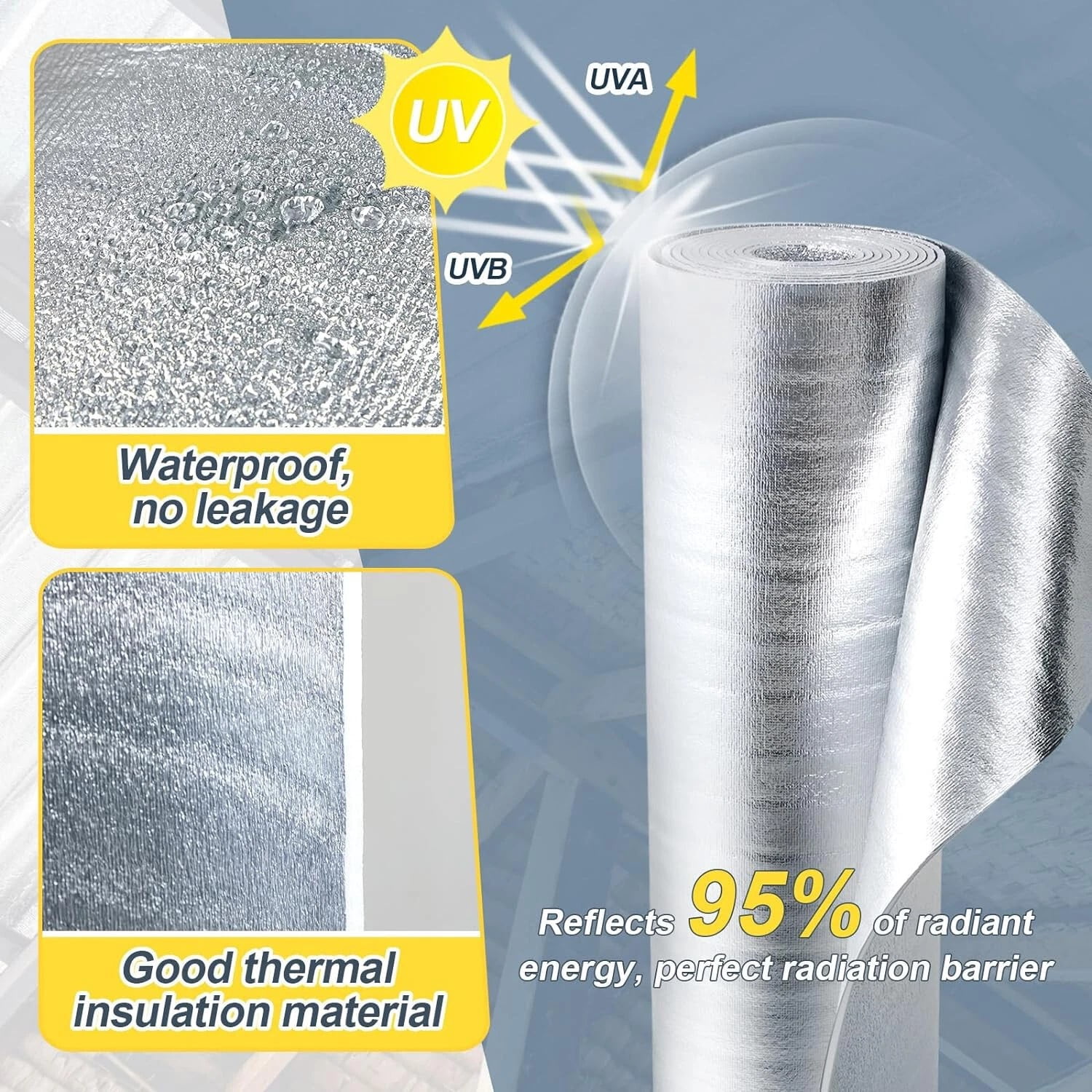 Roll up Garage Door Insulation Kit for Cooling Metal Buildings 10X10 (100SQFT)