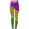 thumbnail image 3 of DDAPJ pyju Mardi Gras Leggings for Women Trendy Print Elastic High Waisted Yoga Pants Carnival Party Tights Color Block Casual Skinny Pants Multicolor#3 S, 3 of 6