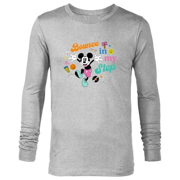 Disney Mickey Mouse Bounce in My Step Retro Vinyl - Long Sleeve T-Shirt for Men - Customized-Athletic Heather