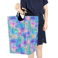 thumbnail image 4 of Yayeee Freestanding Laundry Hamper with Handle Collapsible Large Storage Basket for Clothes, Neon Starfish Pattern, 4 of 7