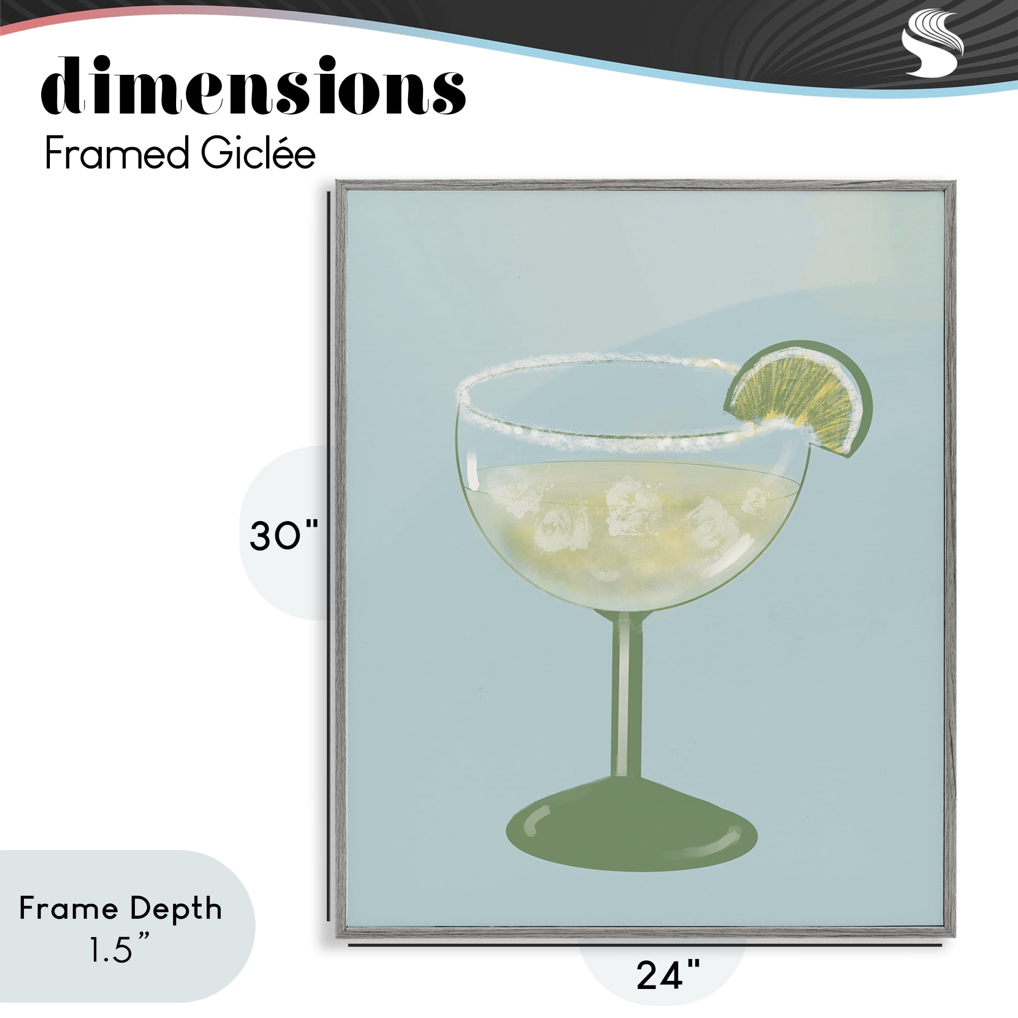 Stupell Industries Margarita Glass over Blue Gray Framed Giclee Art, design by Robin Maria