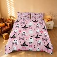 thumbnail image 3 of Homewish Halloween Spooky Animal Ghost Bedding for Girls, Coquette Leopard Bow Duvet Cover Full, Light Pink Black, Pink Reversible 3 Pieces, 1 Duvet Cover and 2 Pillowcases, 3 of 5